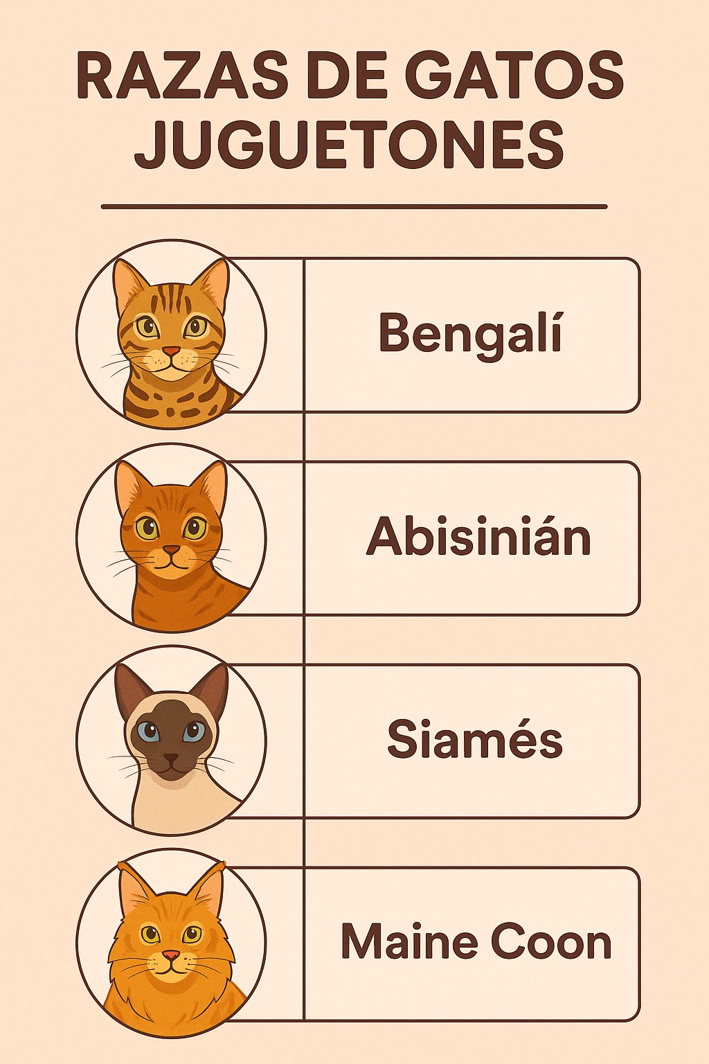 Infografía de razas de gatos juguetones