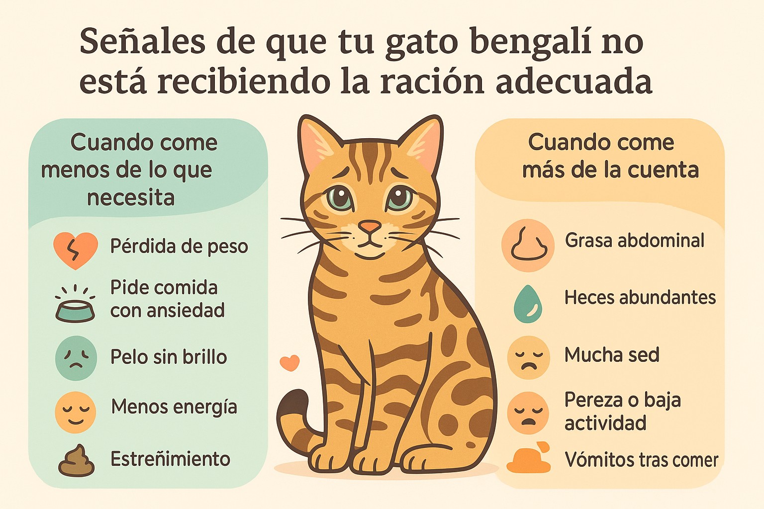 Señales de que tu gato bengalí no está recibiendo la ración adecuada
