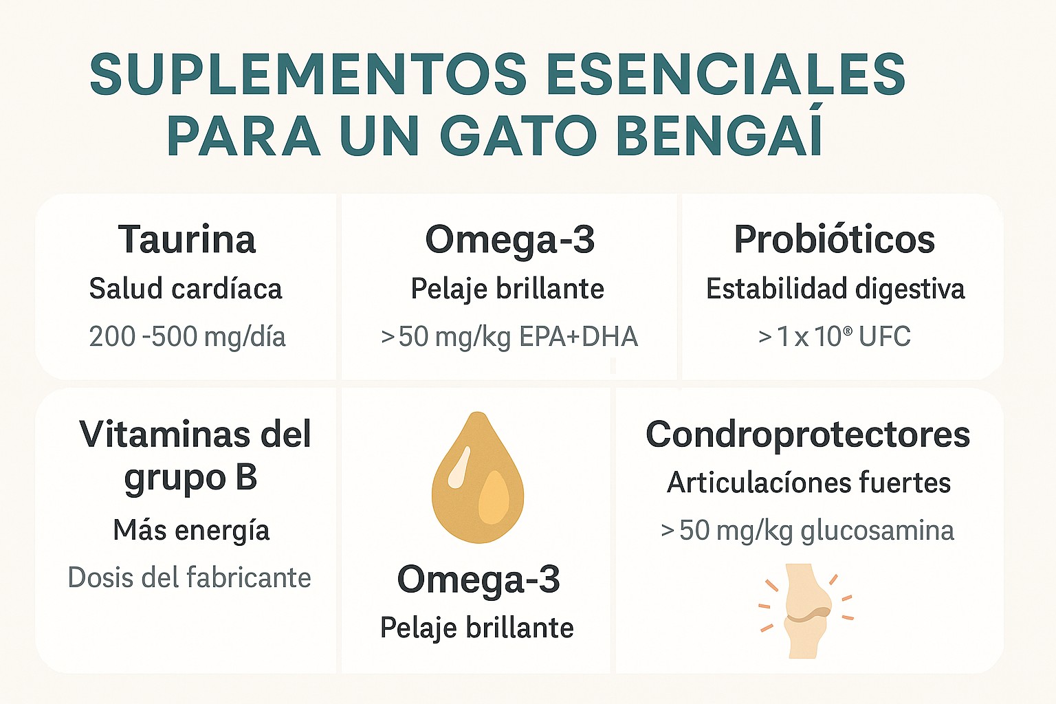 Suplementos esenciales para un gato bengalí