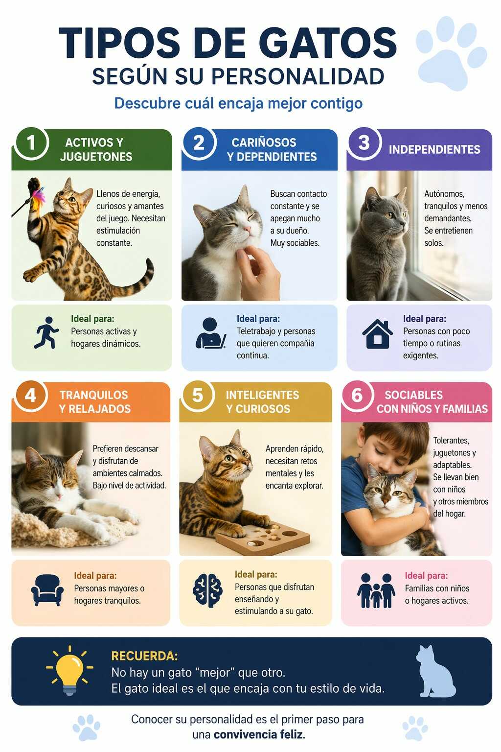 Infografía sobre los tipos de gatos según su personalidad